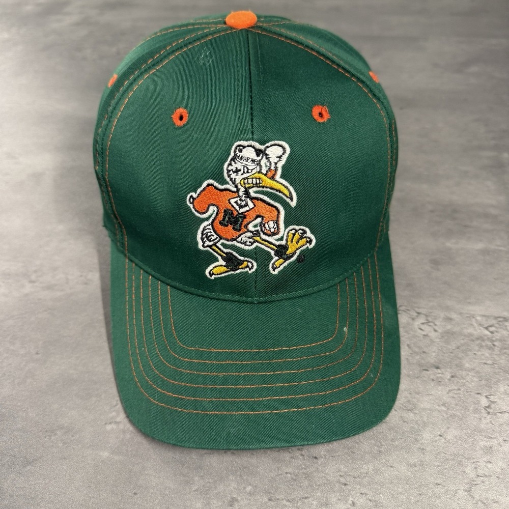 Vintage Miami Hurricanes Snapback Hat Ibis‎ Sebastian Green Orange Annco Trucker
